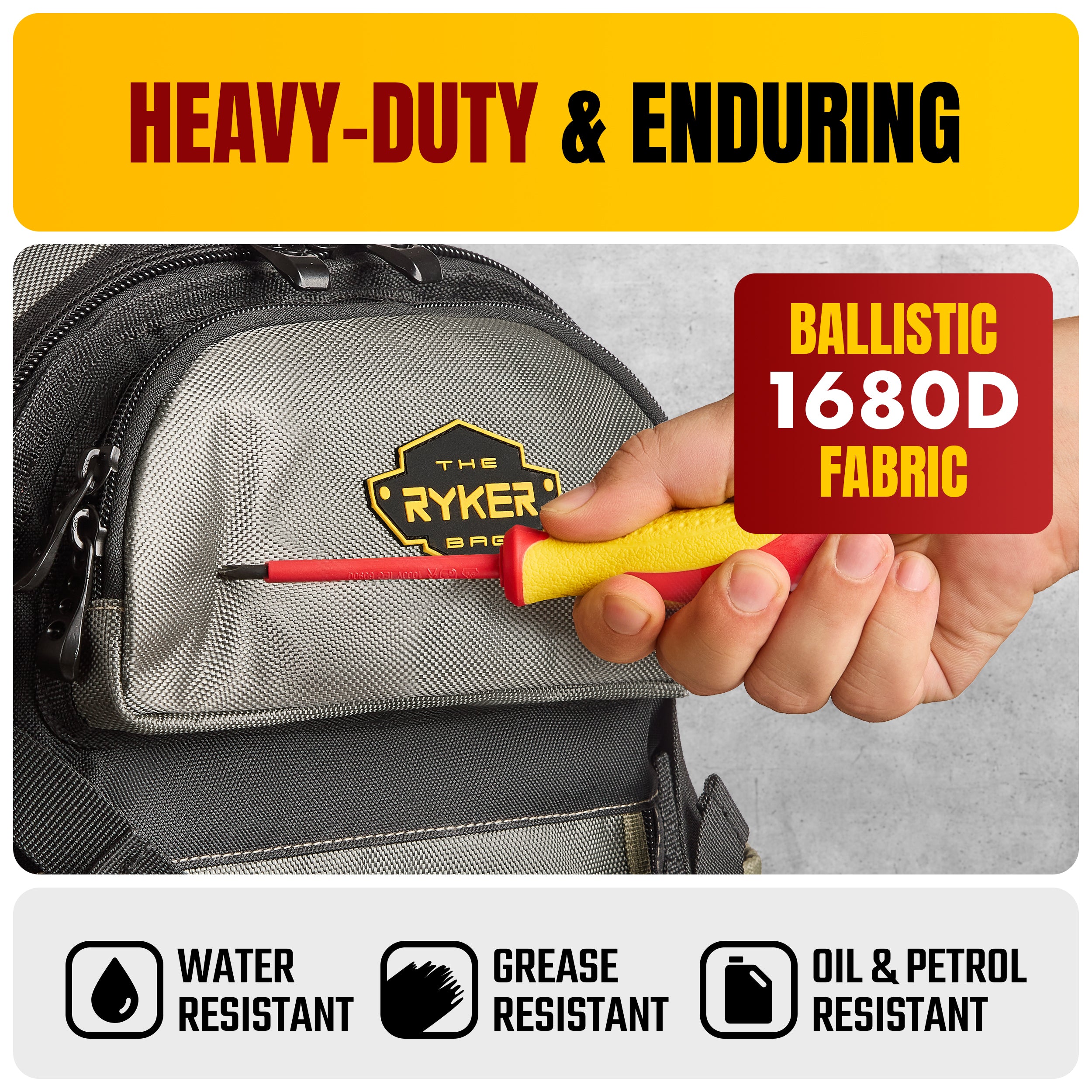 Tool Backpack + ProStand – 48-Pocket Heavy-Duty Tool Bag & 26-Pocket Foldable Organizer for Professionals