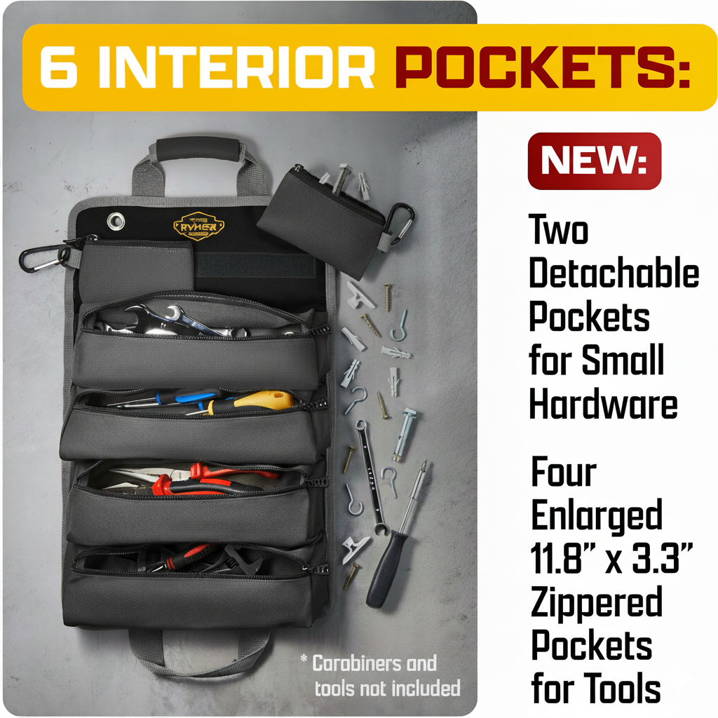 Personalized Customized-Name Black Original Tool Roll Organizer